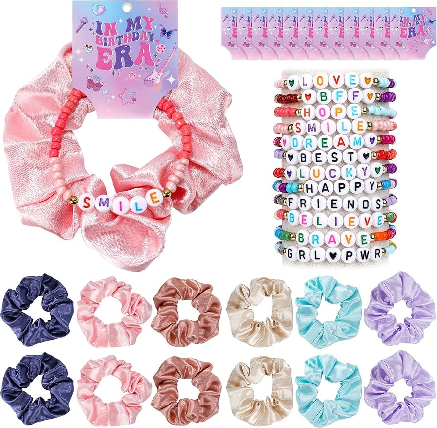 36Pcs Birthday Scrunchie Friendship Bracelet Party Favors Clay Bead Jewelry Bracelets for Birthda... | Amazon (US)