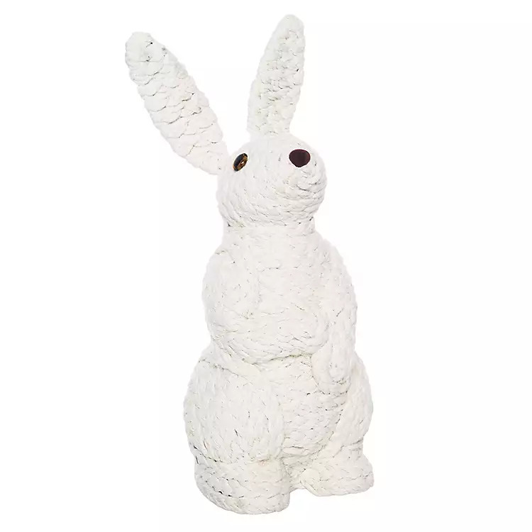 White Woven Rabbit Easter Figurine | Kirklands