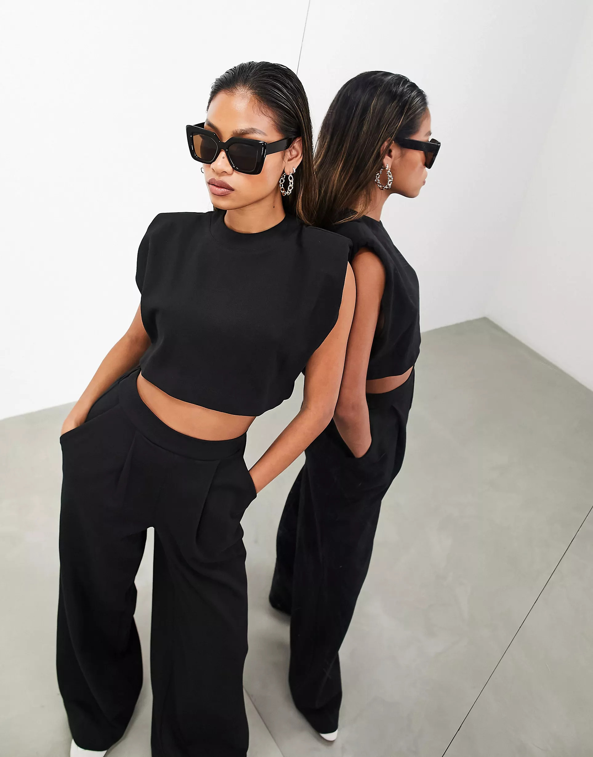 ASOS EDITION boxy crop top in textured jersey in black | ASOS (Global)
