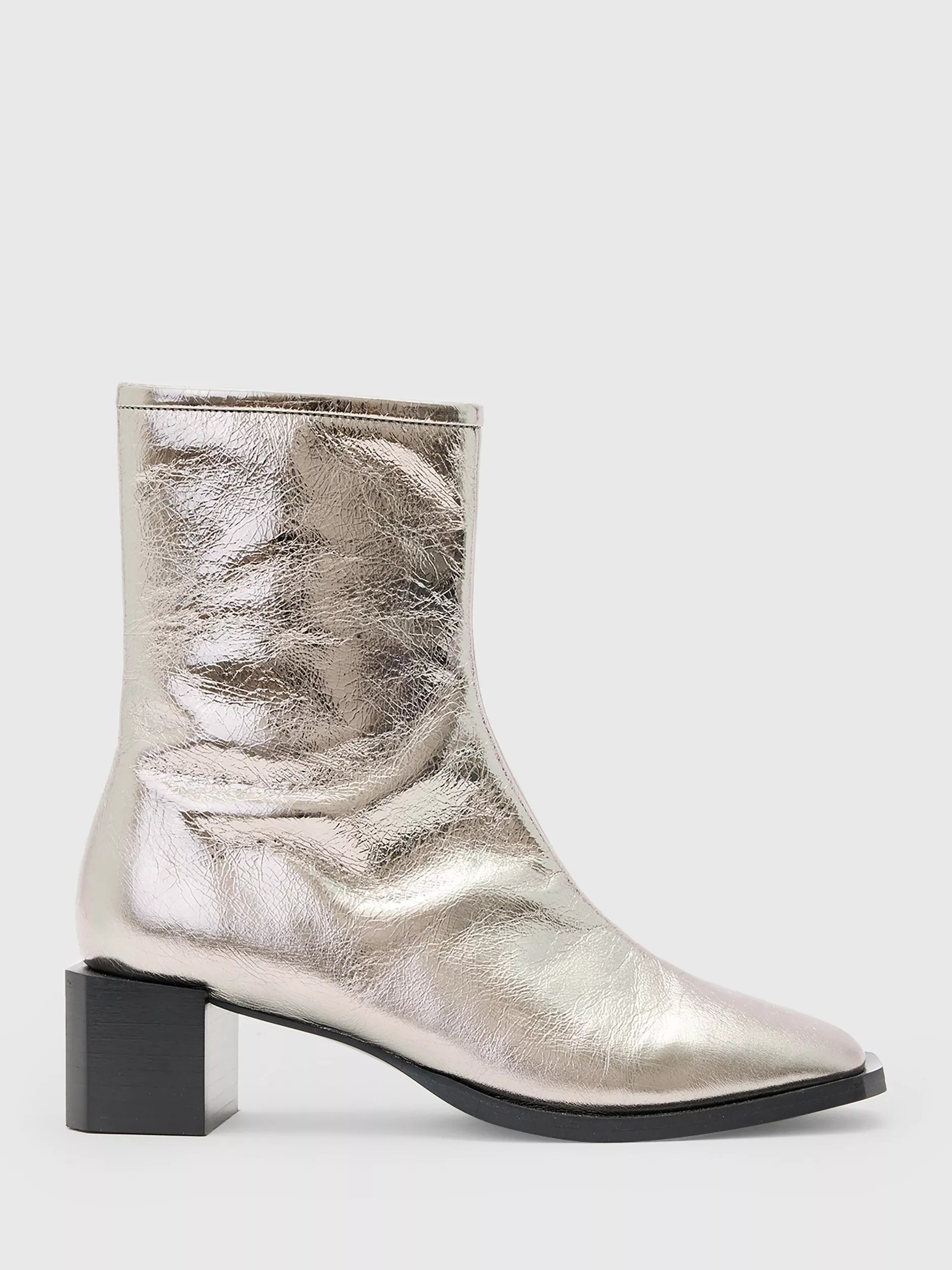 AllSaints Avril Metallic Boots, Gunmetal Grey | John Lewis (UK)