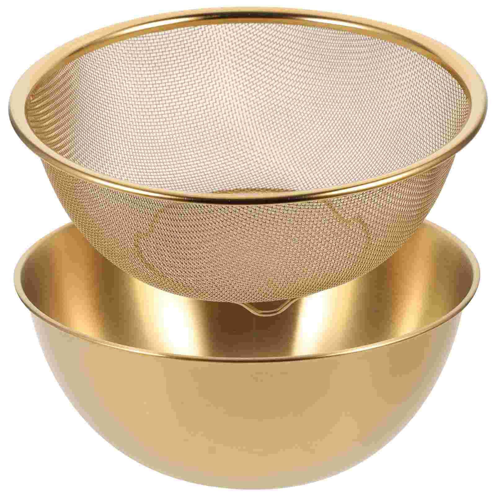 Multi-functional Stainless Steel Rice Washing Bowl - Gold Kitchen Strainer for Rice, Vegetables &... | Amazon (US)