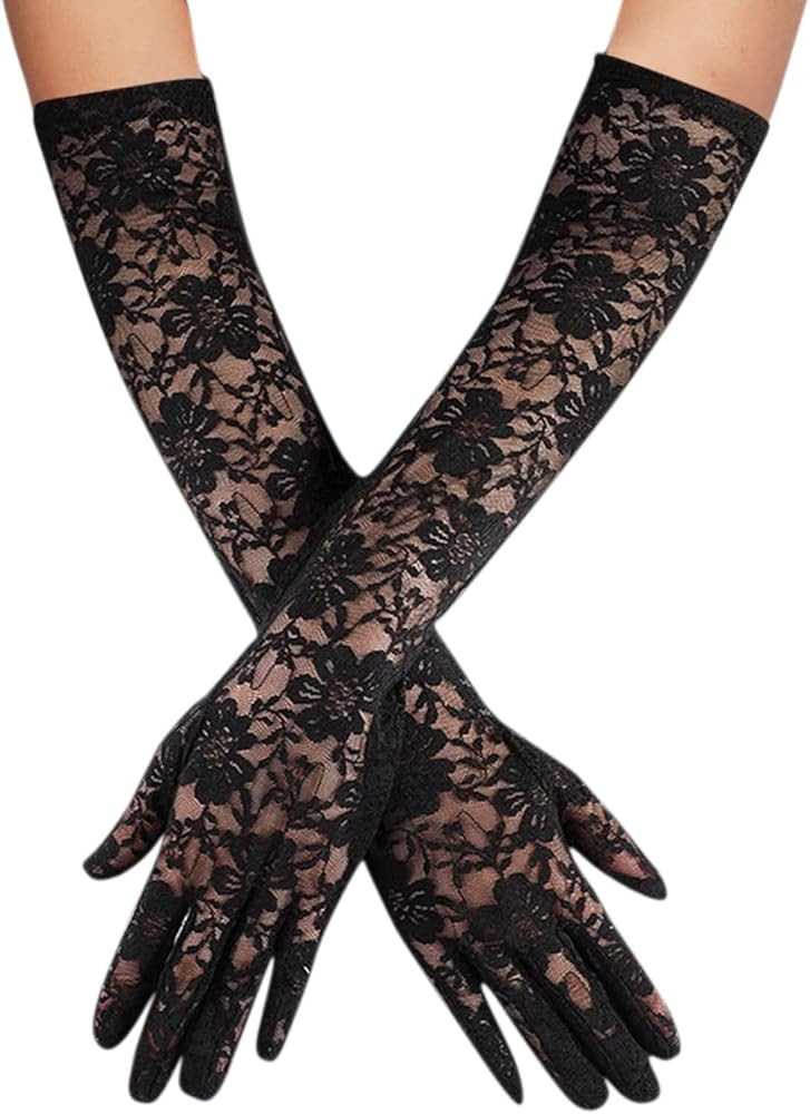 Acenail Women’s Wedding Gloves White Brides Gloves Long Floral Bridal Gloves Elbow Length Lace ... | Amazon (US)