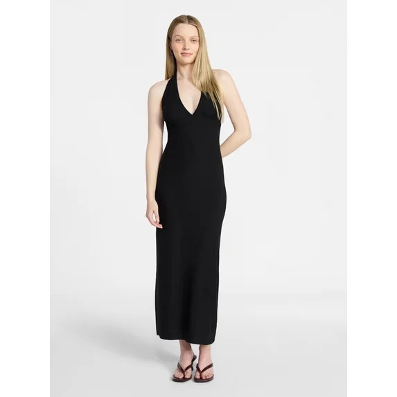 No Boundaries Halter Maxi Dress, Women's & Women's Plus Sizes XXS-4X | Walmart (US)
