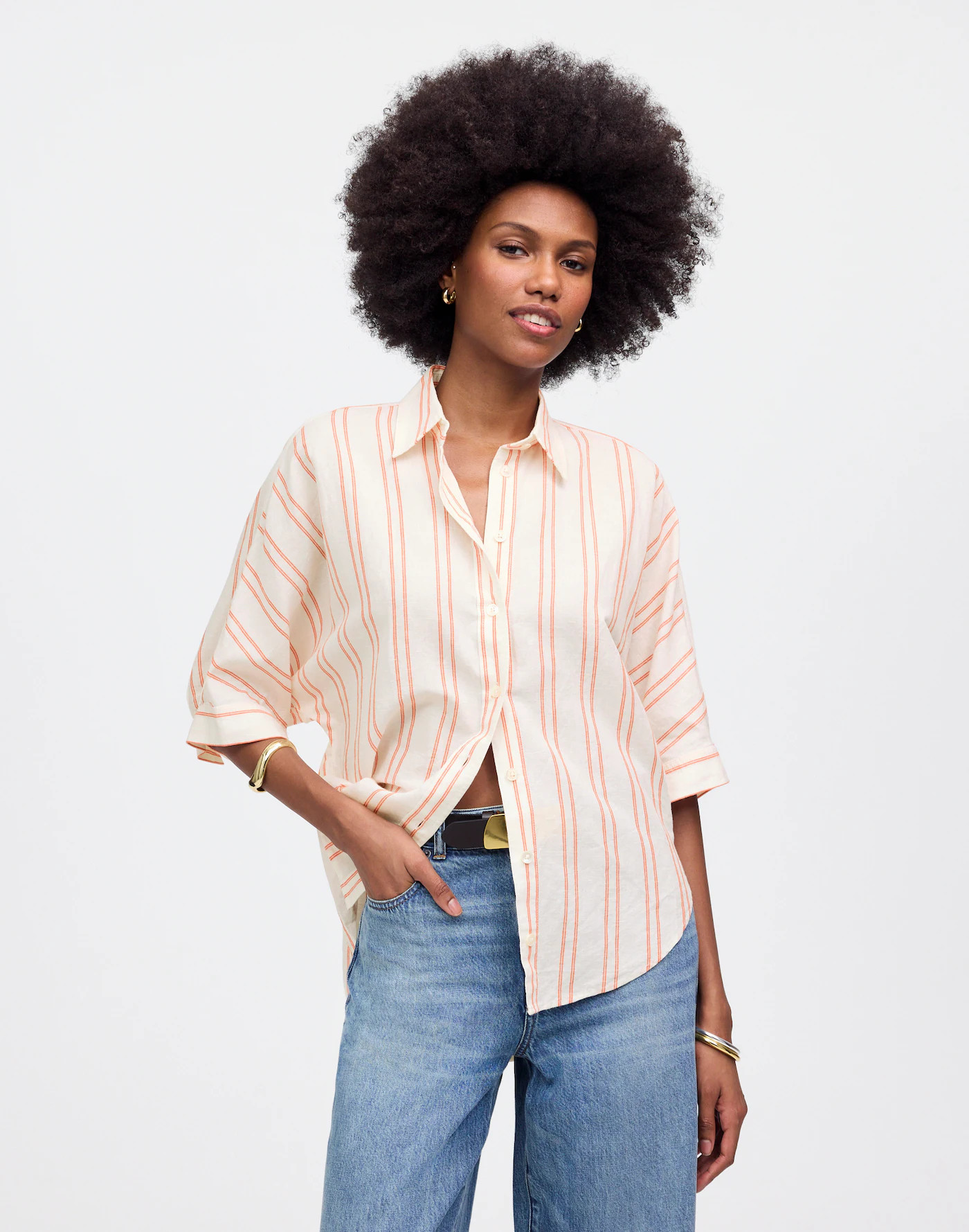 Oversized Pleated-Sleeve Button-Up Shirt | Madewell | Madewell