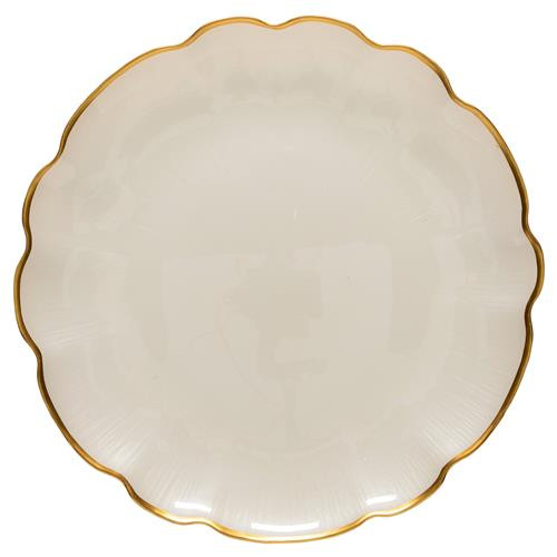 Francesca French Country Gold Rim Colored Glass Charger Plate | Kathy Kuo Home