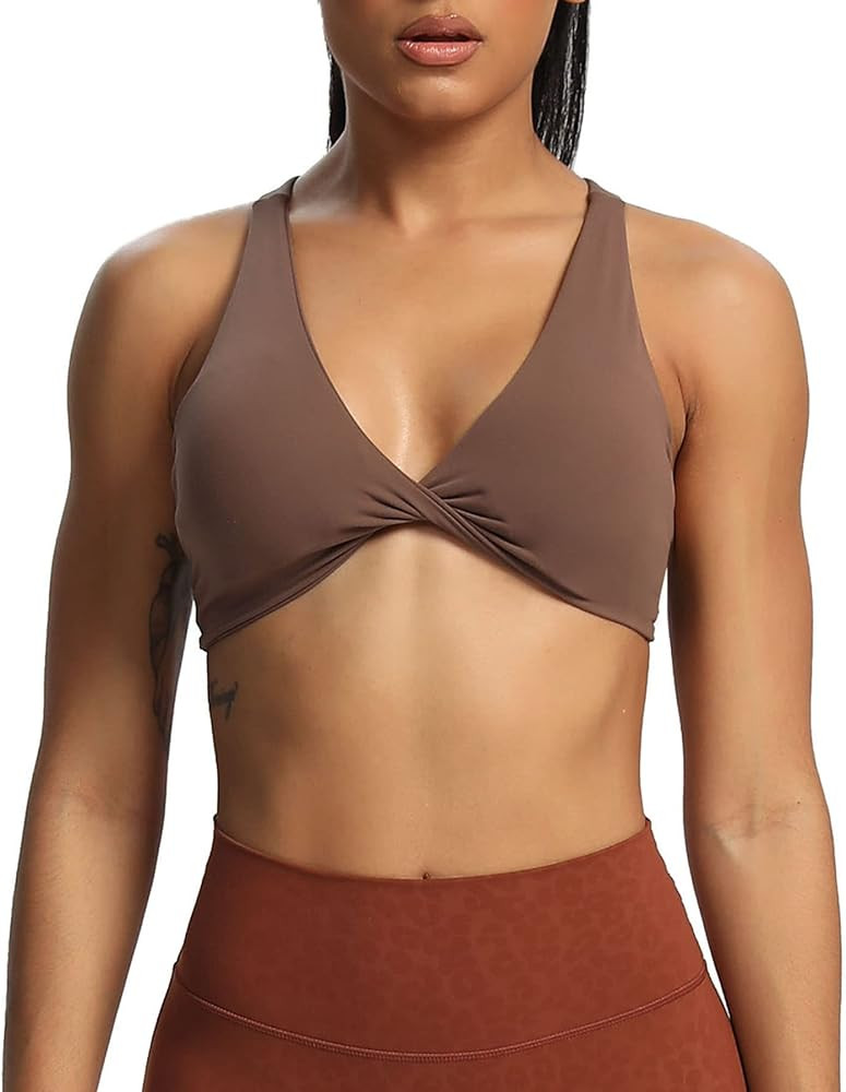 Aoxjox Women's Workout Sports Bras Fitness Backless Padded Satara Low Impact Bra Yoga Crop Tank T... | Amazon (US)