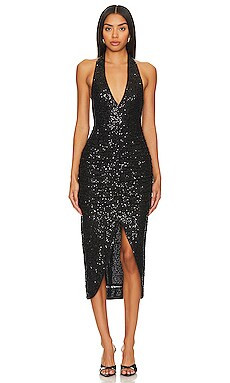 Susana Monaco Sequin Halter Dress in Black from Revolve.com | Revolve Clothing (Global)