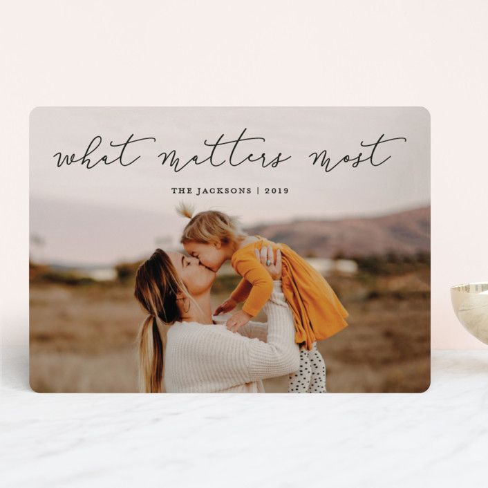 "What Matters Most" - Customizable Holiday Photo Cards in Black by annie clark. | Minted