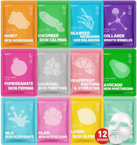 12 Pack Collagen Hydrating Face Masks Skincare, Face Mask for Dry Skin | Amazon (US)