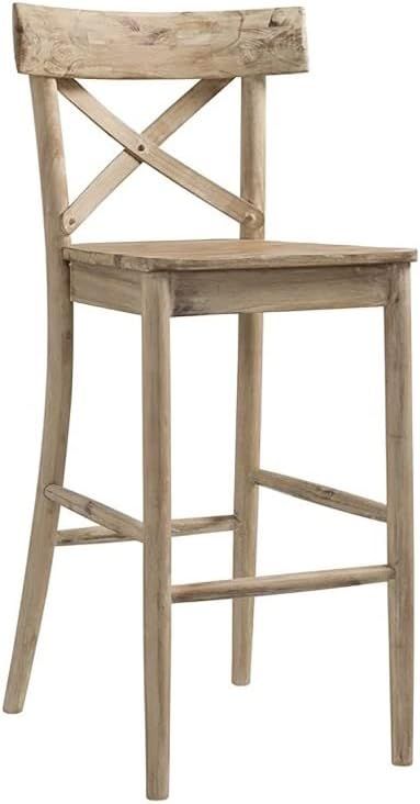 BOWERY HILL 44" Rustic Solid Wood Bar Height Barstool in Natural | Amazon (US)