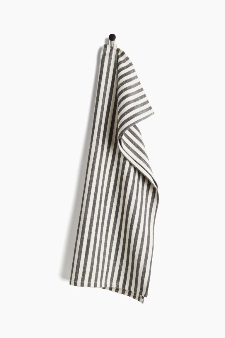 Cotton Tea Towel - Dark gray/striped - Home All | H&M US | H&M (US + CA)
