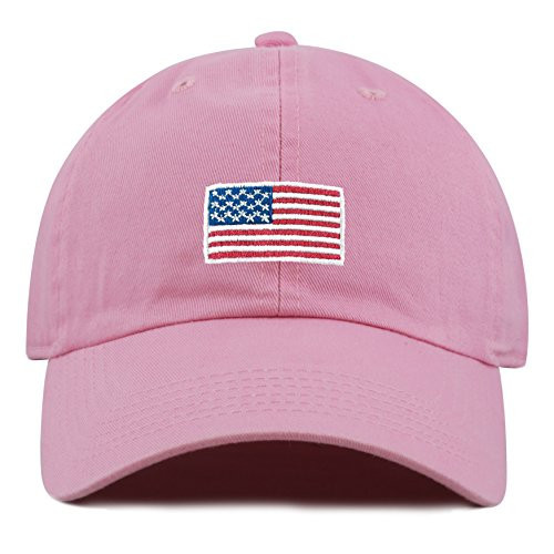 USA Flag & Embroidery Premium 100% Cotton Low Profile Adjustable Baseball Dad Cap (Flag-Light Pink) | Amazon (US)