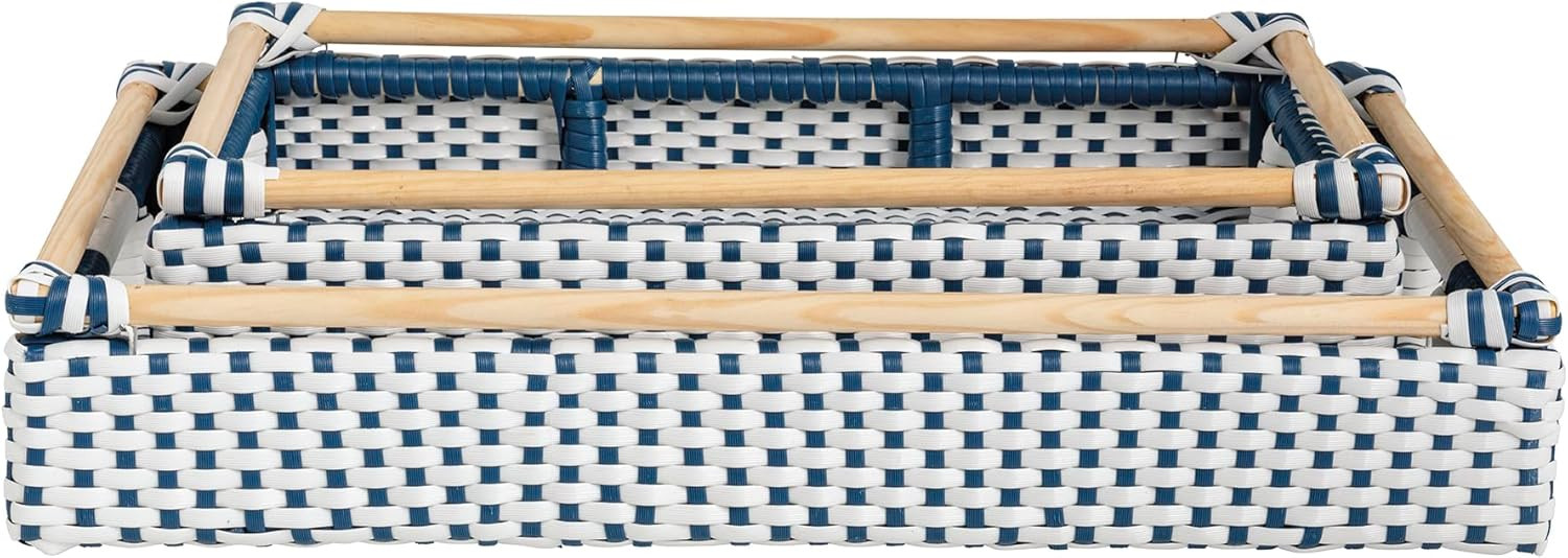 Amazon.com | Mud Pie Blue and White Rattan Tray Set: Serving Trays | Amazon (US)