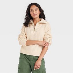 Women's Mock Turtleneck Quarter Zip Pullover Sweater - Universal Thread™ | Target