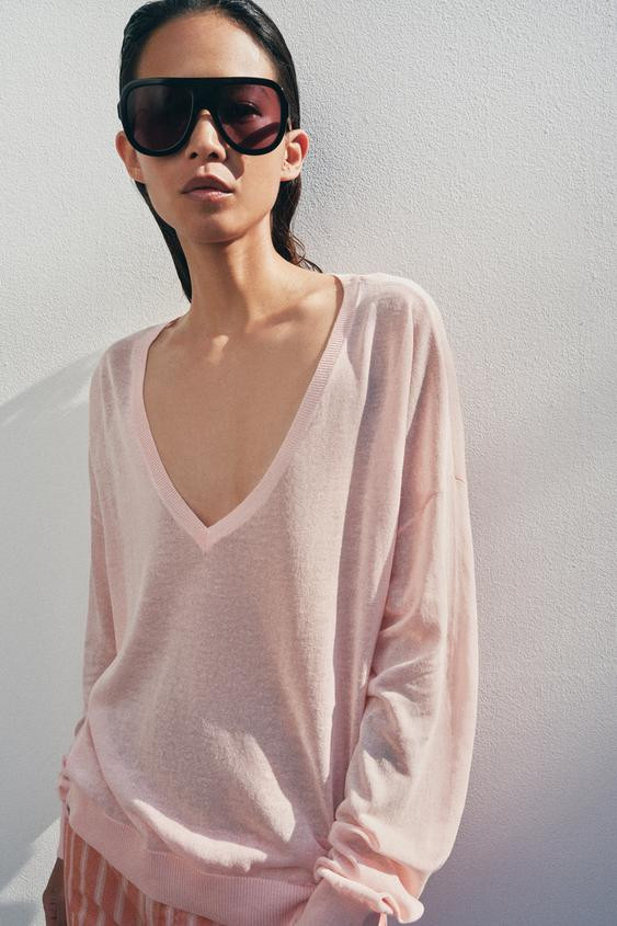 FINE KNIT V-NECK JUMPER | Zara US