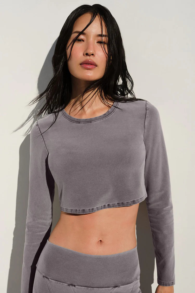 Washed Alosoft Crop Finesse Long Sleeve | Alo Yoga (US)