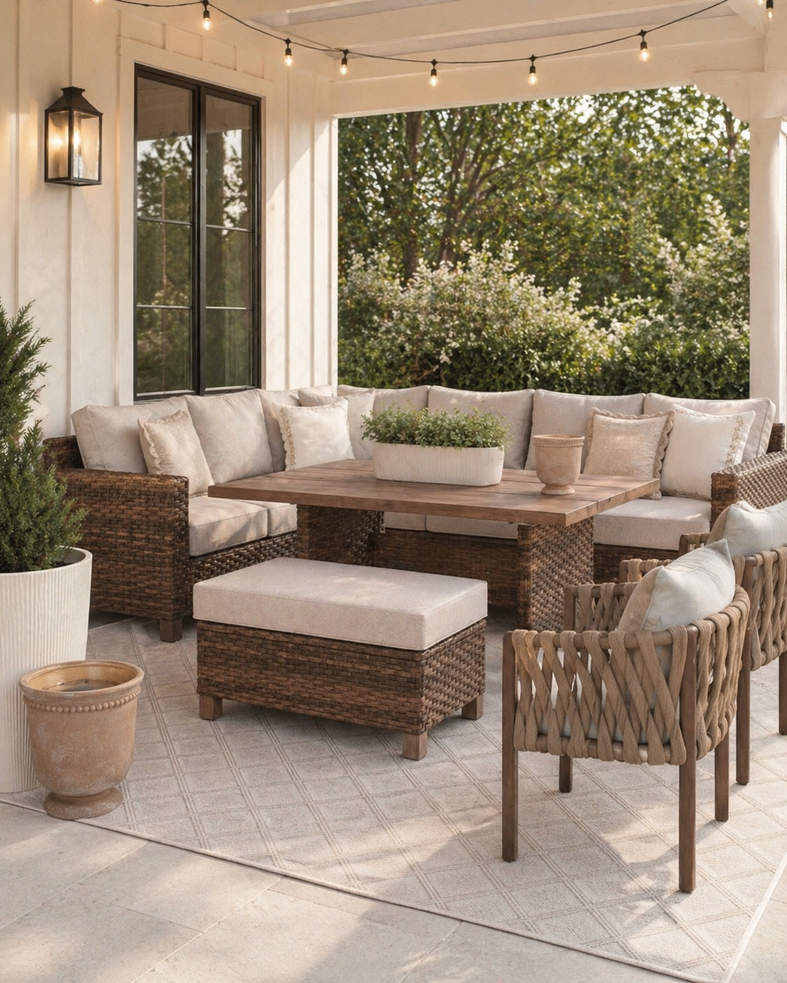 *image created by AI for inspiration  purposes*

Obsessed with this outdoor space! This outdoor sectional dining set has incredible reviews. Everything available at Walmart and budget friendly!

Outdoor furniture, patio furniture, planter, outdoor rug, outdoor pillow , outdoor decor

#LTKHome #LTKSaleAlert