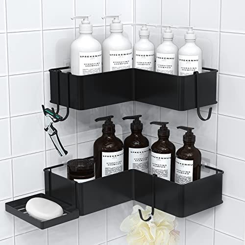 Kitsure Corner Shower Caddy - 2 Pack Rustproof Shower Rack, Durable Shower Corner Shelf with Large C | Amazon (US)
