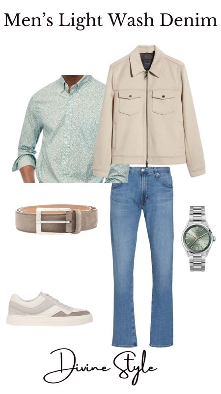 Light was denim is a spring must-have for guys. We styled this casually with a green print shirt and canvas jacket. Shop our favorite light was jeans for guys.

#LTKsalealert #LTKmens #LTKSeasonal