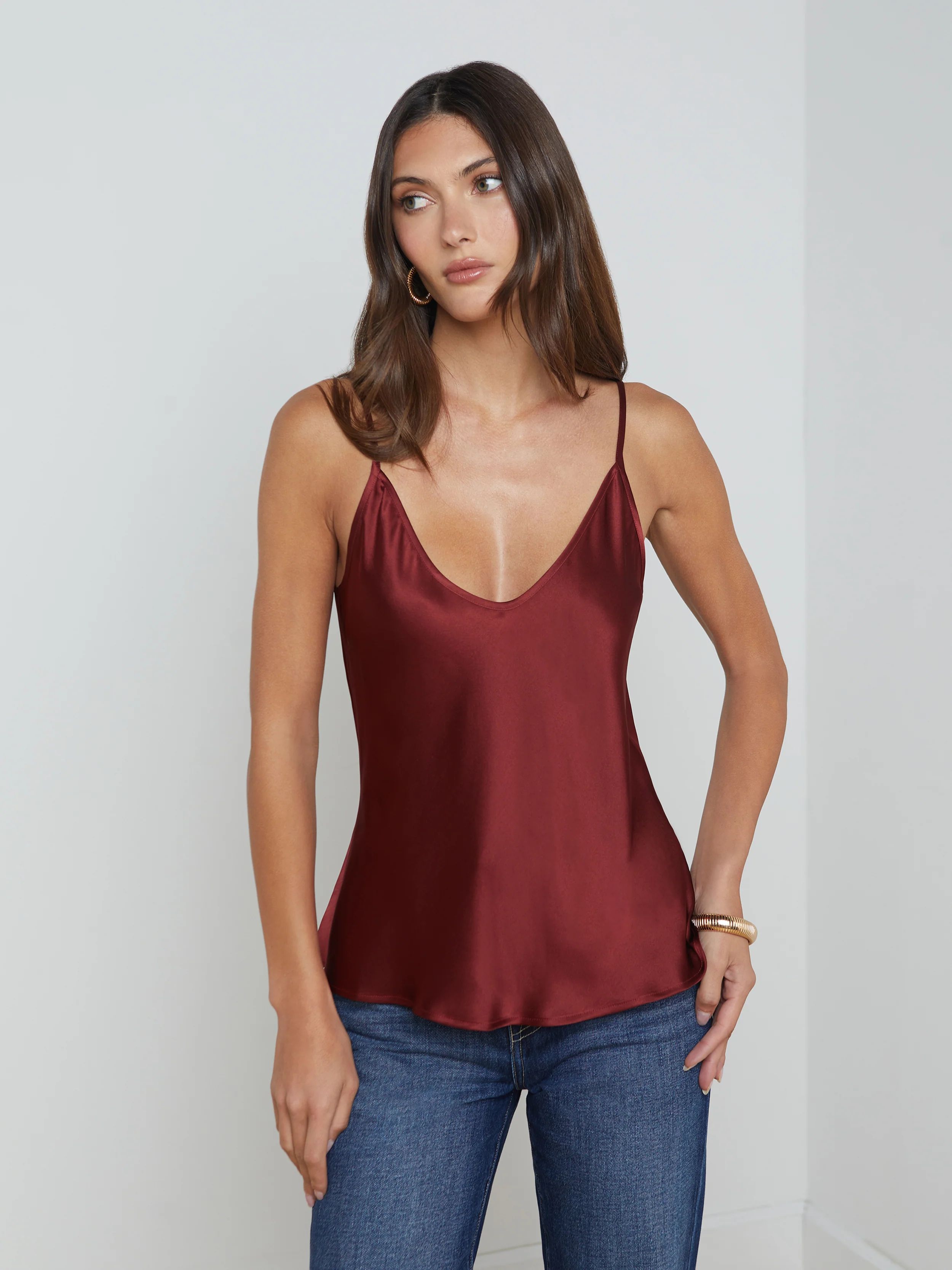 L'AGENCE - Lexi Silk Camisole in Syrah | L'Agence