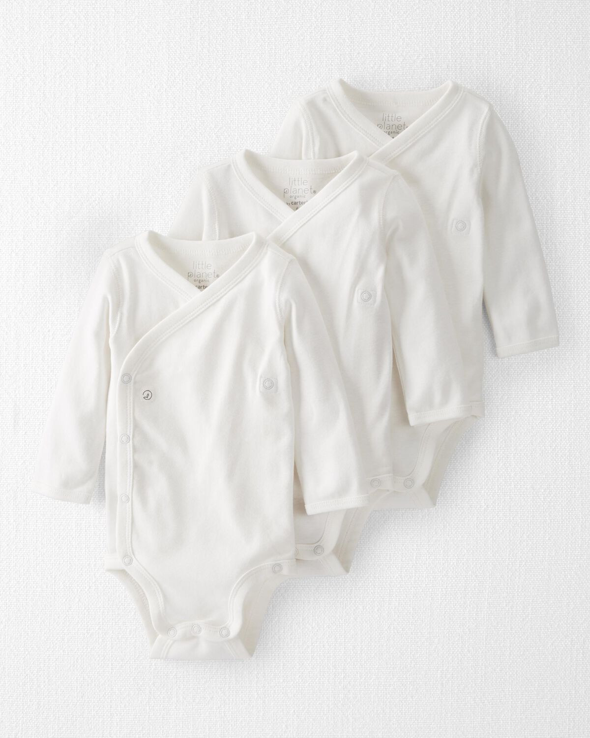 White Baby 3-Pack Organic Cotton Rib Wrap Bodysuits | carters.com | Carter's