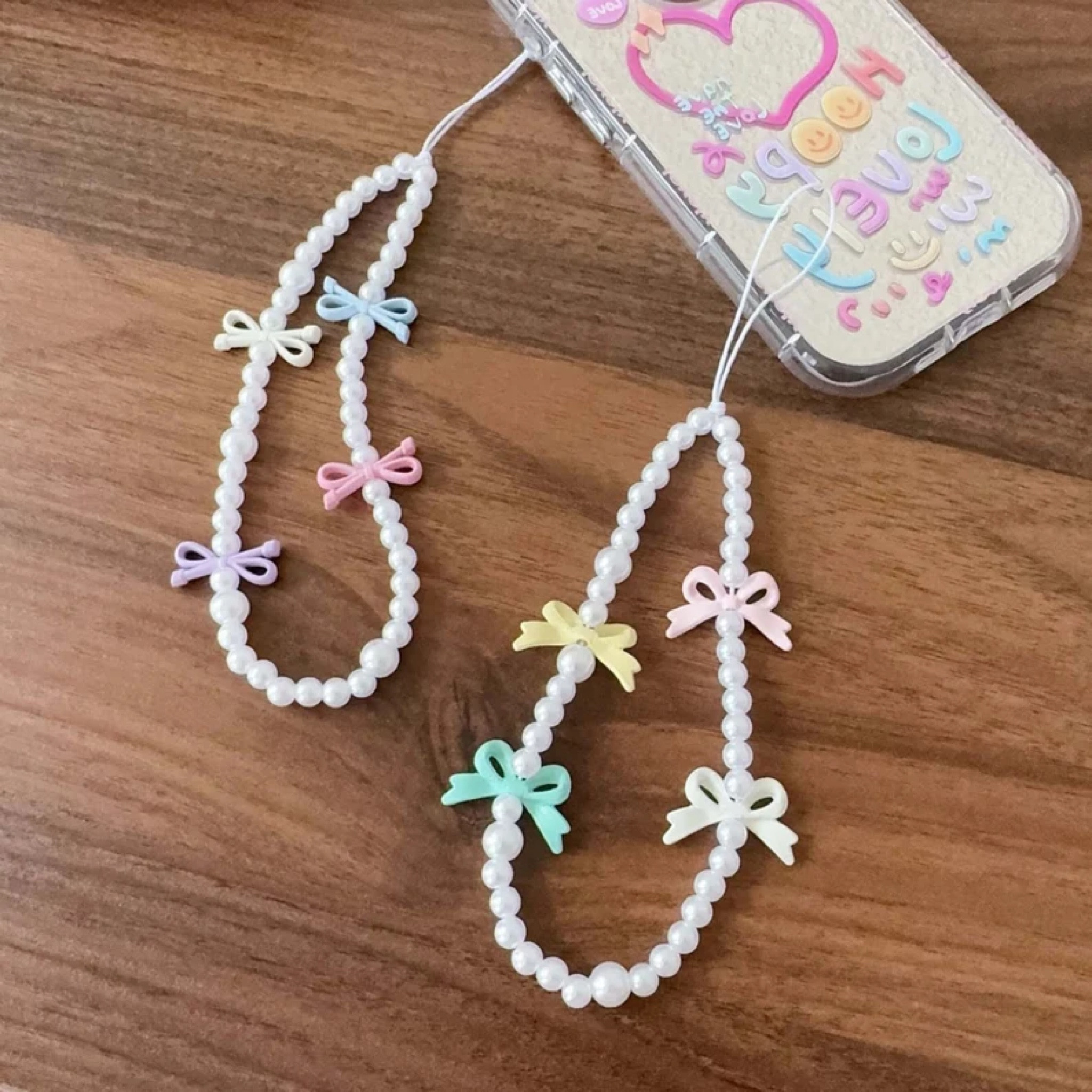 Bow Beaded Phone Charm With White Pearls. Pearl Phone Charms, Cute Phone Charms, Handmade Beads Phone Accessory, Phone Accessory. Gift guide for her. 

#LTKsummer #LTKeurope #LTKuk