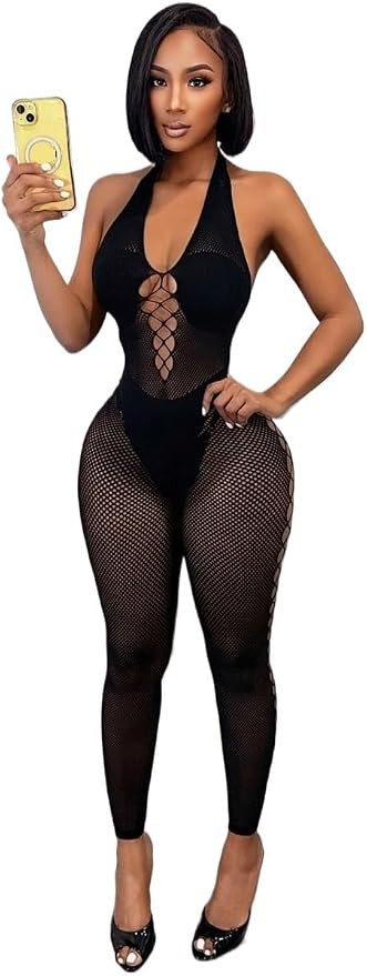 Loose Long Rompers For Women Sexy Backless Hollow Out Jumpsuit, Beach | Amazon (US)