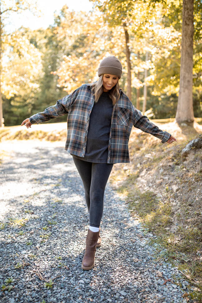 Nash Black Flannel Button Down Top Emily Fauver X Pink Lily | Pink Lily