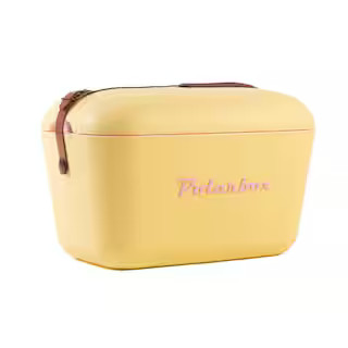 Polarbox 21 Qt. Classic Retro Vintage Style Cooler with Leather Strap in Yellow- Baby Rose, Yellow - | The Home Depot
