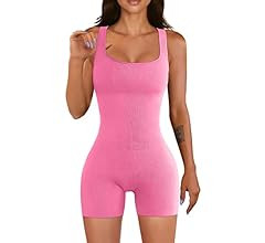 OQQ Women Yoga Rompers Workout Ribbed Square Neck Sleeveless Sport Romper | Amazon (US)