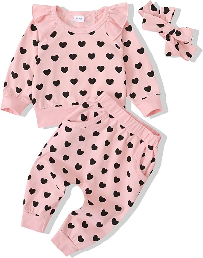 Renotemy Newborn Infant Baby Girl Clothes Outfits Fall Winter Long Sleeve Sweatshirts Pants Cute ... | Amazon (US)