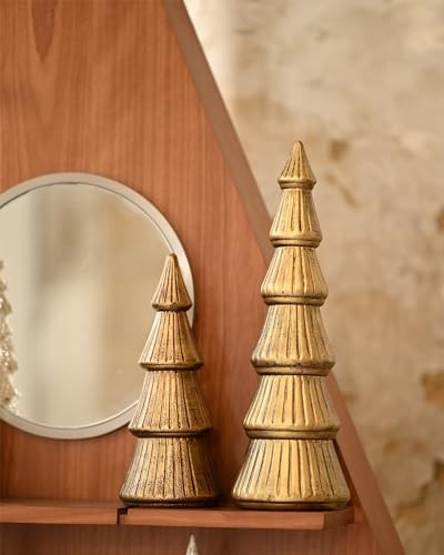 WONDROUS' DECO Christmas Tree Figurine Gold Wooden, Tree Figurines Decorative for Tabletop, Small Glittered Golden Xmas Trees Figurines for Christmas Mantle Indoor Decor | Amazon (CA)