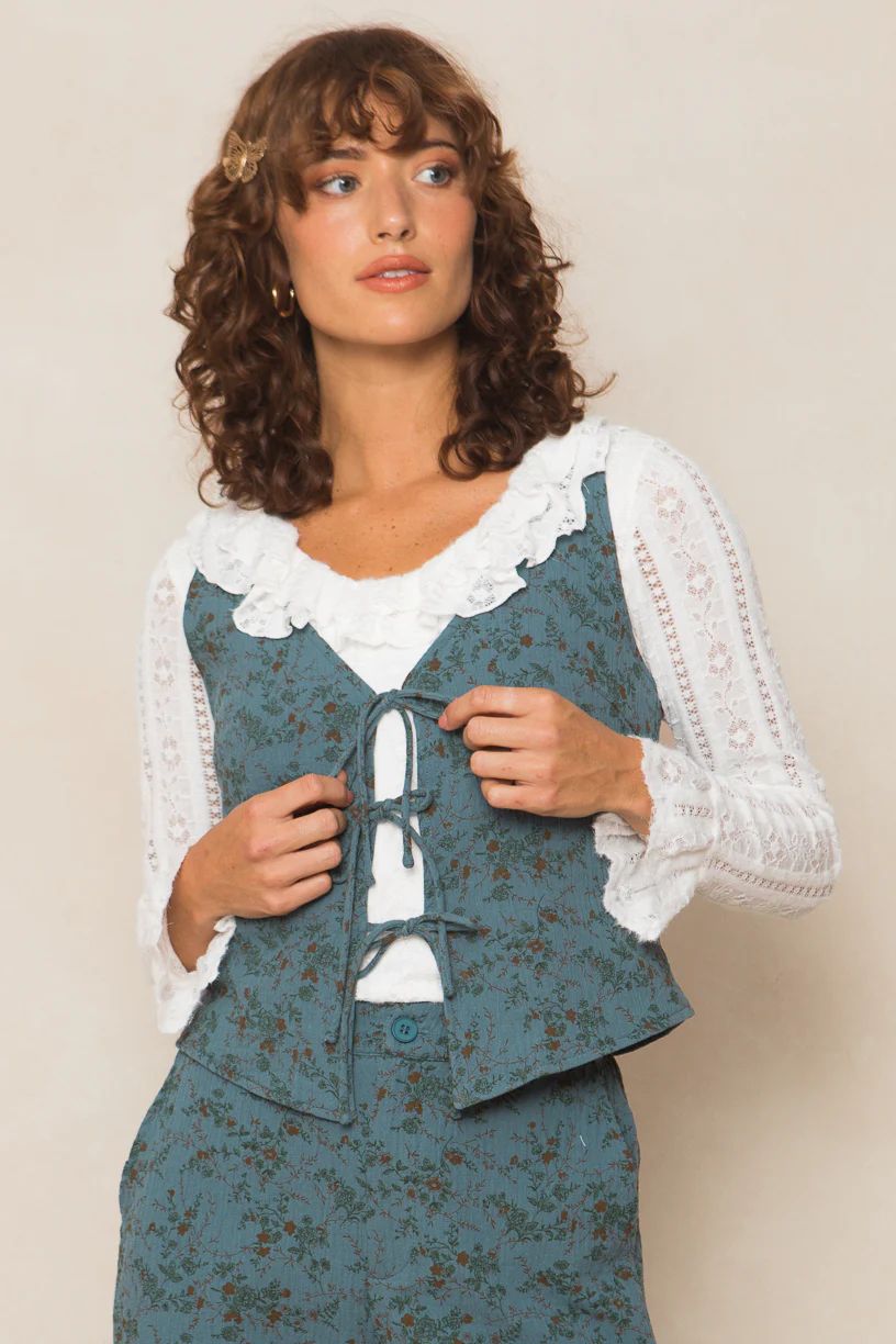 Birdie Vest in Blue Floral | Ivy City Co