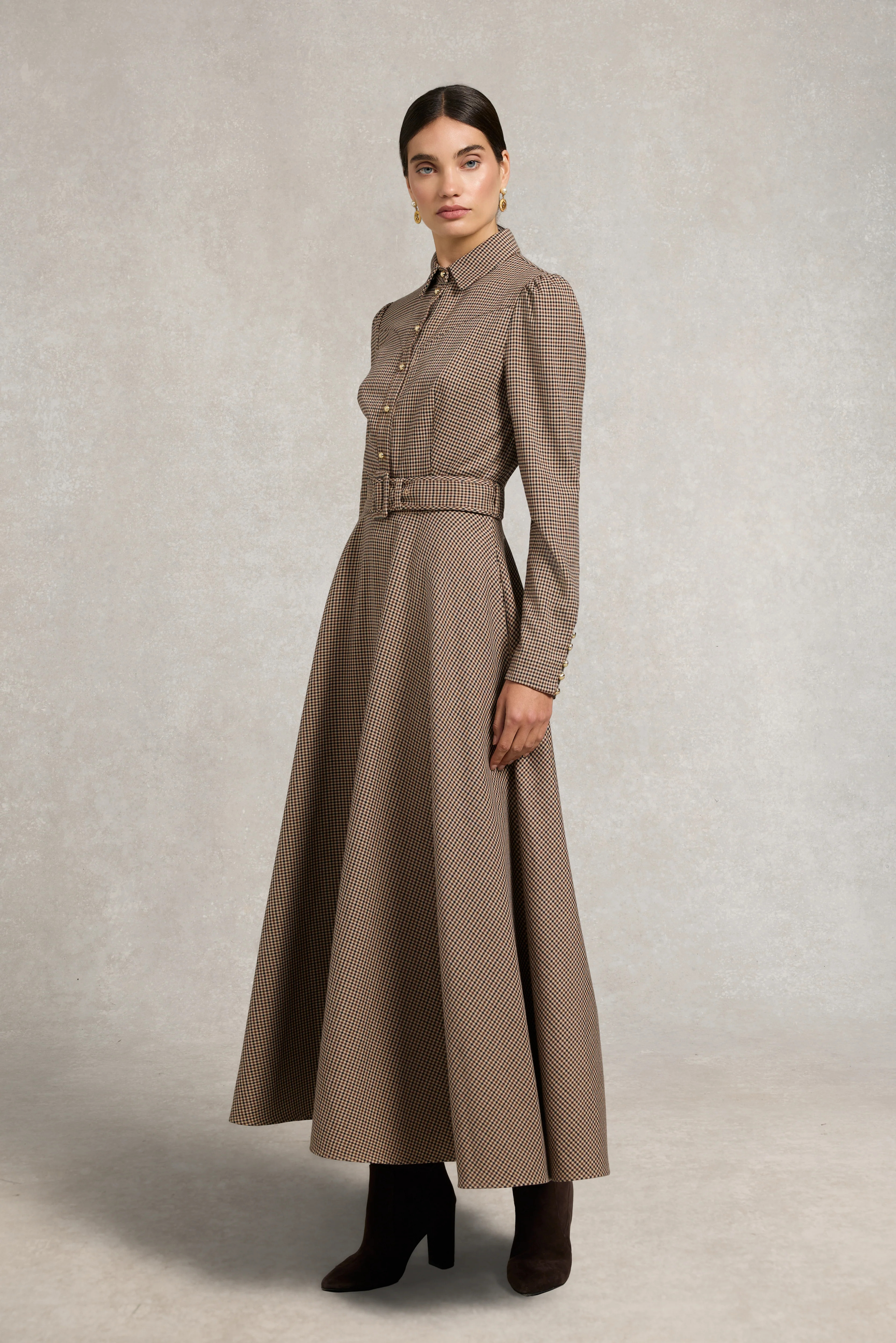 Heritage Dress (Coffee Gingham) | Holland Cooper