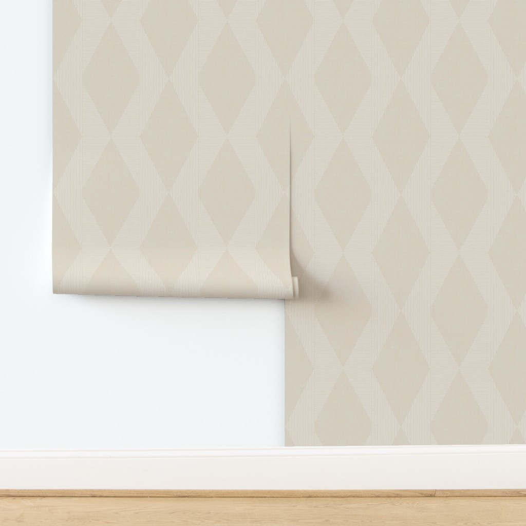Med Geometric Texture Deco Diamonds Neurtal Beige Wallpaper | Spoonflower | Spoonflower