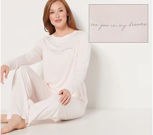 Peace Love World Cloud French Terry Regular Pajama Set - QVC.com | QVC