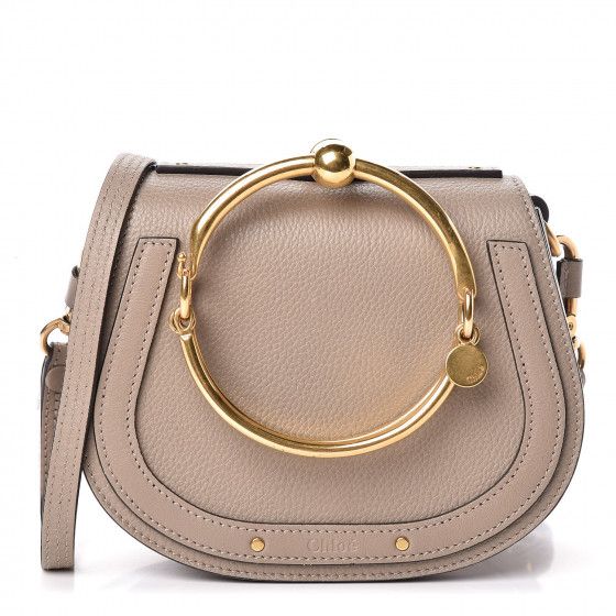 CHLOE Calfskin Suede Small Nile Bracelet Bag Motty Grey | Fashionphile