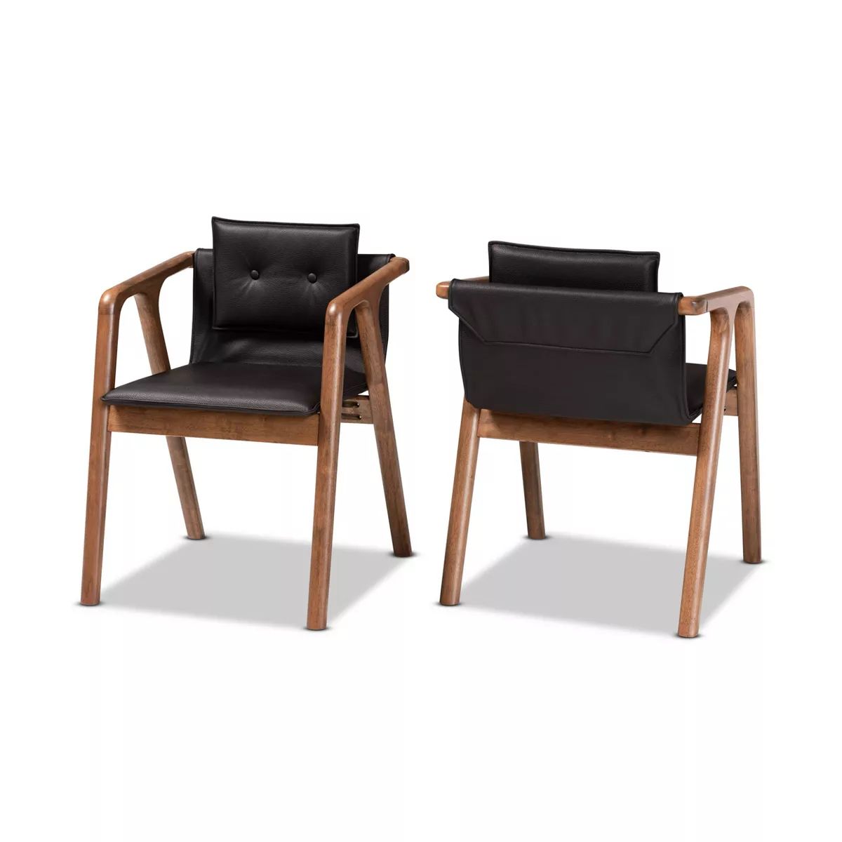 2pc Marcena Imitation Leather Upholstered and Wood Dining Chair Set - Baxton Studio | Target