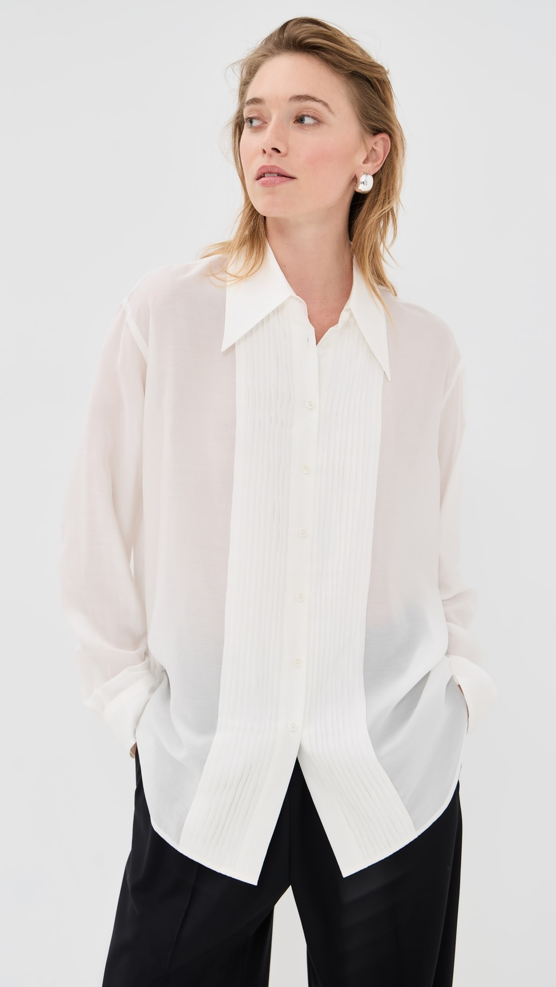 Silk Voile Easy Pintucked Shirt | Shopbop