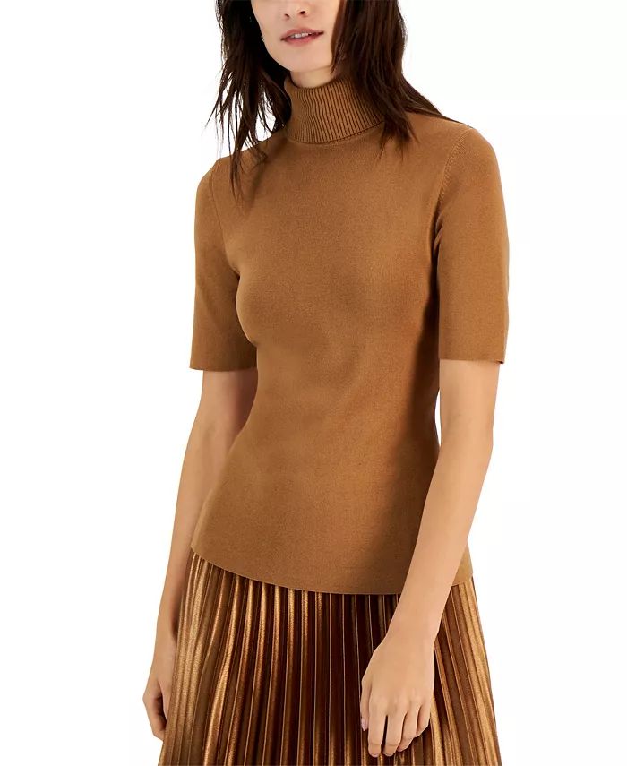 Anne Klein Women's Turtleneck Half-Sleeve Sweater - Macy's | Macy's