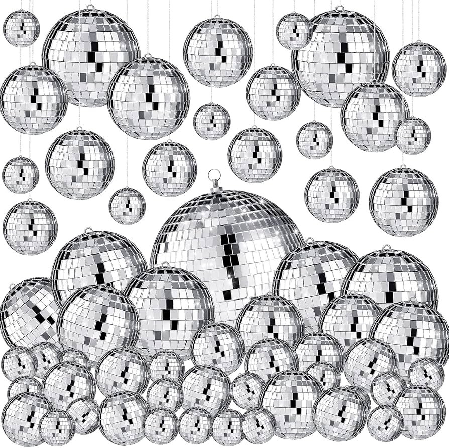 100 Pcs Mirror Disco Balls Decorations Different Sizes Bulk Silver Disco Balls Ornaments Hanging ... | Amazon (US)