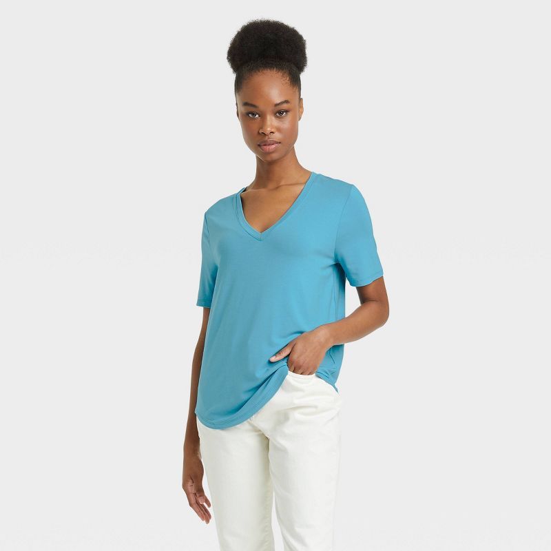 Women's Short Sleeve V-Neck Drapey T-Shirt - A New Day™ | Target