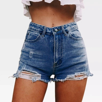 Garvee Women's Frayed Denim Shorts High Waist Jean Shorts Summer Hot Shorts Ripped Jeans Shorts,Dark Blue - Small | Target