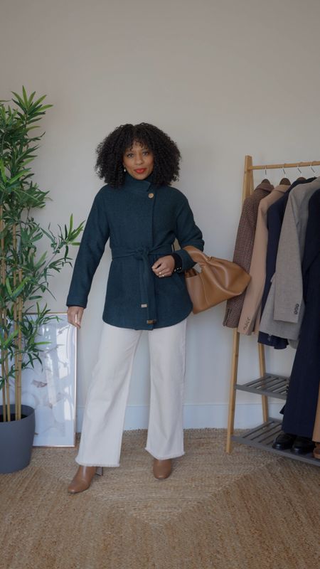 Petite Winter Outfit. The outfit I wore to go for lunch with a friend last week. This look consists of cream / beige trousers, black jumper, green cropped coat and camel boots. 

Petite fashion, white jeans, petite style, winter looks, spring outfits 

#LTKeurope #LTKSeasonal #LTKstyletip