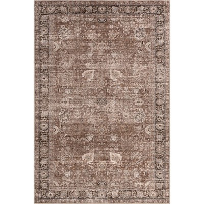 Nuloom Bayberry Spill Proof Treated Vintage Pet Friendly Premium Machine Washable Area Rug, 9' x 12', Brown | Target