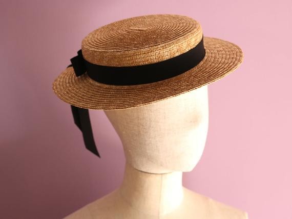 Shallow Straw Boater Hat vivien - Etsy UK | Etsy (UK)