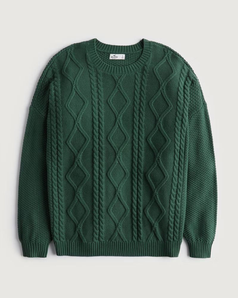 Oversized Long-Sleeve Cable-Knit Sweater | Hollister (UK)