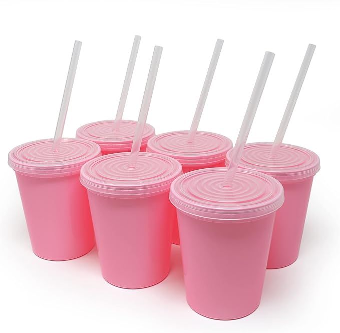 Rolling Sands 16 Oz. Reusable Plastic Stadium Cups with Lids, 6 Pack, USA Made Tumblers and Lids,... | Amazon (US)