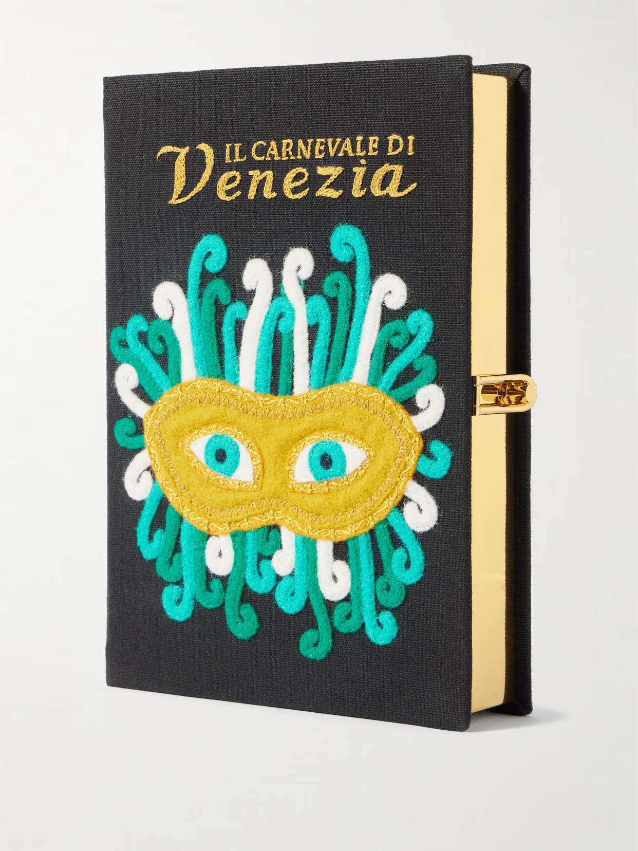 Olympia Le-Tan - Carnival Of Venice Embroidered Appliquéd Canvas Clutch - Black | NET-A-PORTER (US)