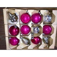 12 Vintage Shiny Brite Pink Ornaments, Poland Silver Nut Grape Ornament, Bumpy Silver, Box | Etsy (US)